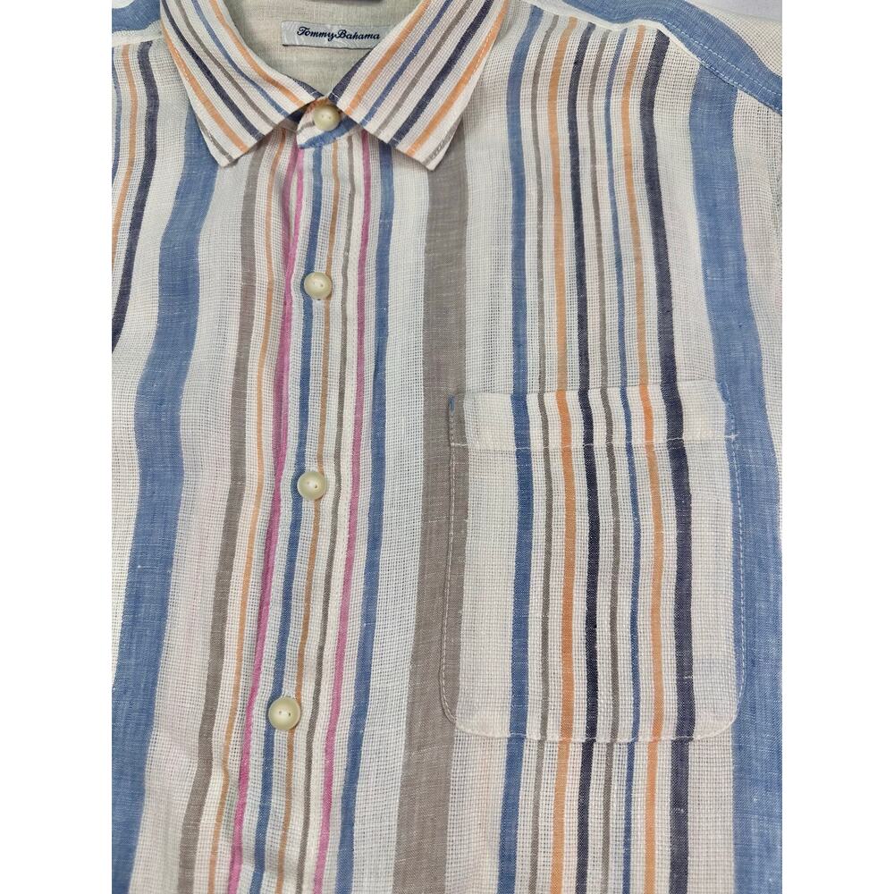 Tommy Bahama Striped 100% Linen Button Up Shirt Multi Color Long Sleeve Size XL - Picture 7 of 12